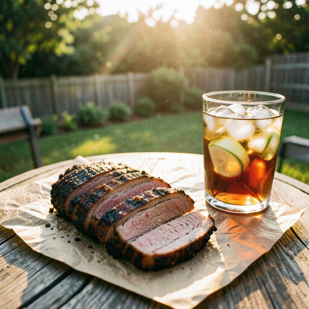 Smoked brisket + Bourbon and ginger ale