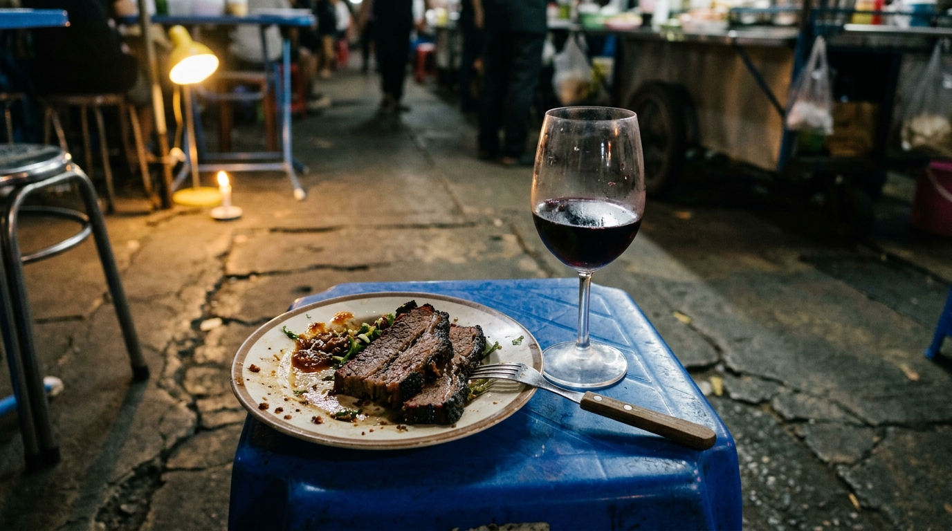 Brisket from the smoker + Zinfandel