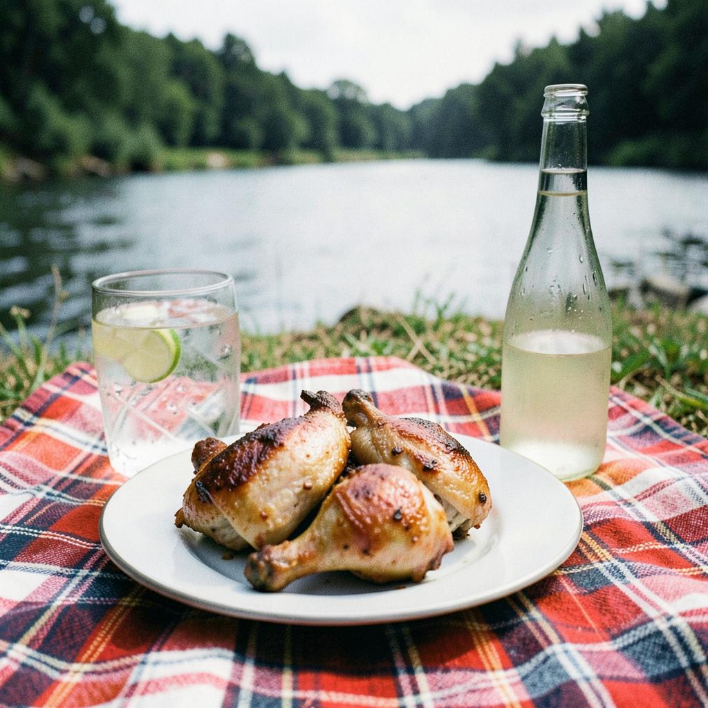 Cold roast chicken + Elderflower lemonade