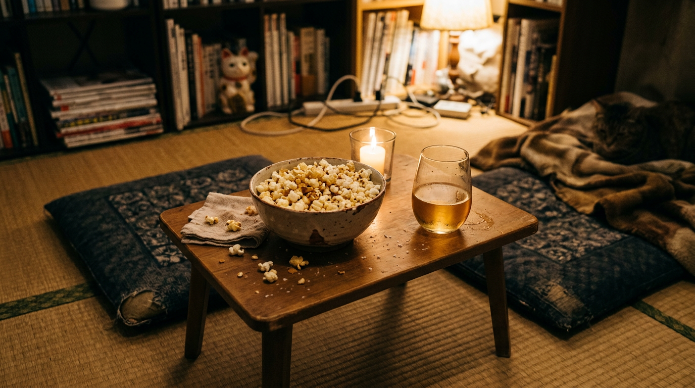Popcorn with brown butter + Oaked chardonnay