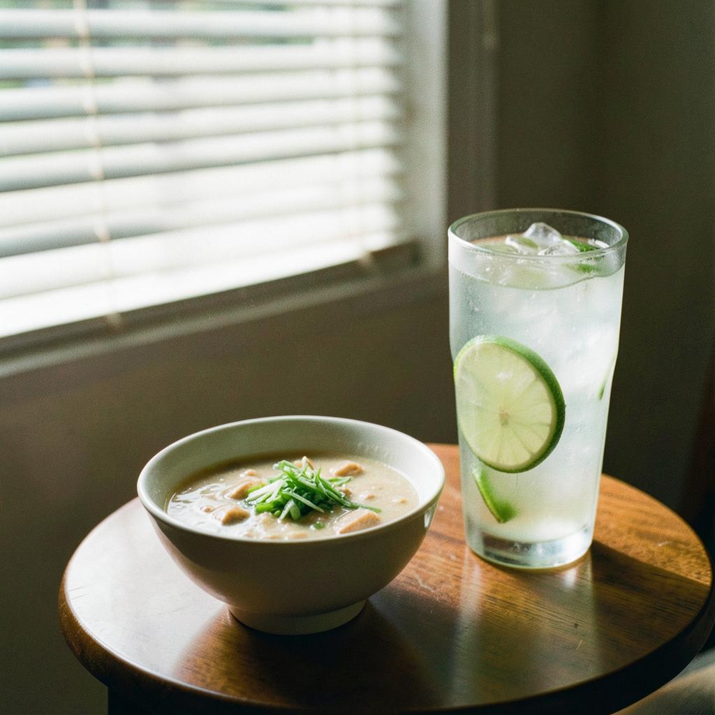 Ginger congee + Salted lime soda
