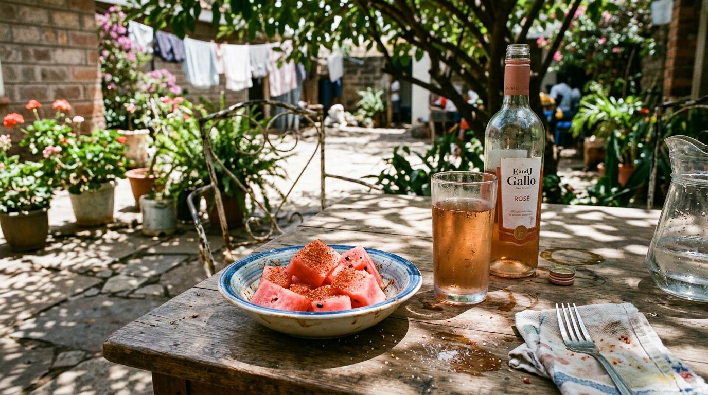 Watermelon with chilli salt + Chilled rosé