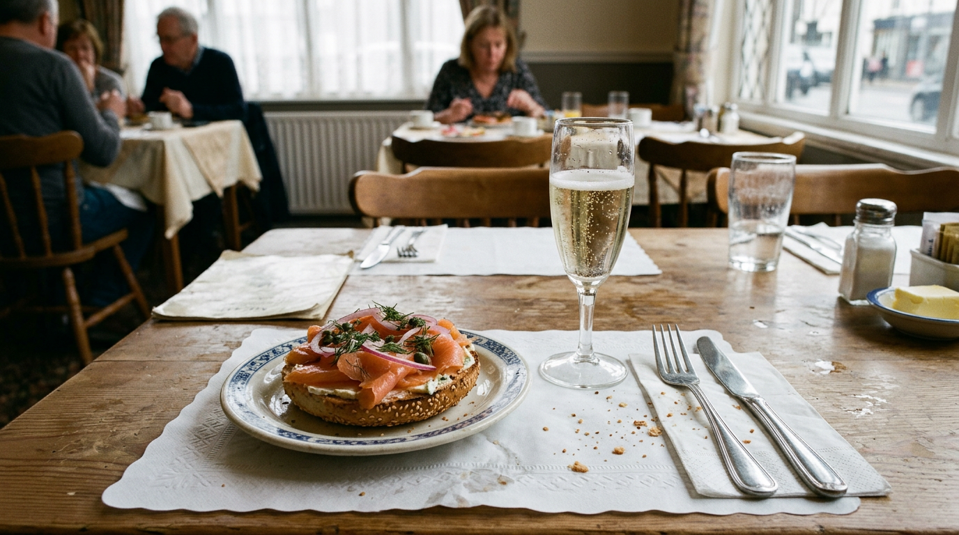 Smoked salmon bagel + Extra brut champagne