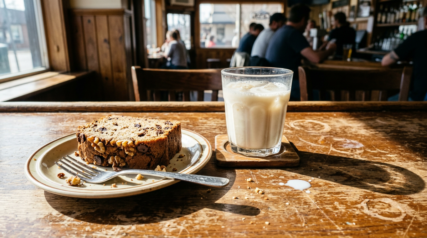Banana bread + Salted almond milk